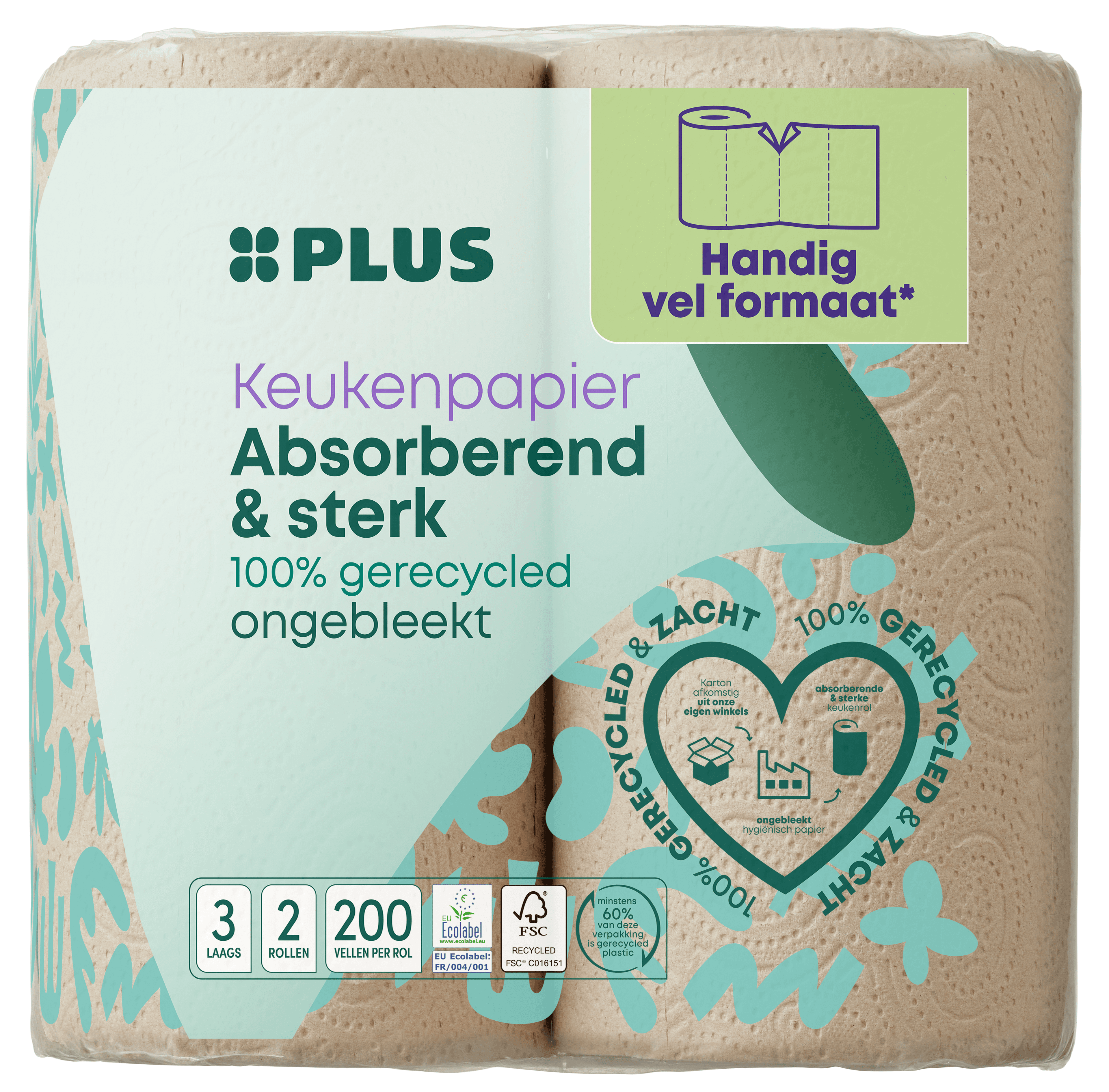 PLUS Keukenpapier (half)vel 3laags eco