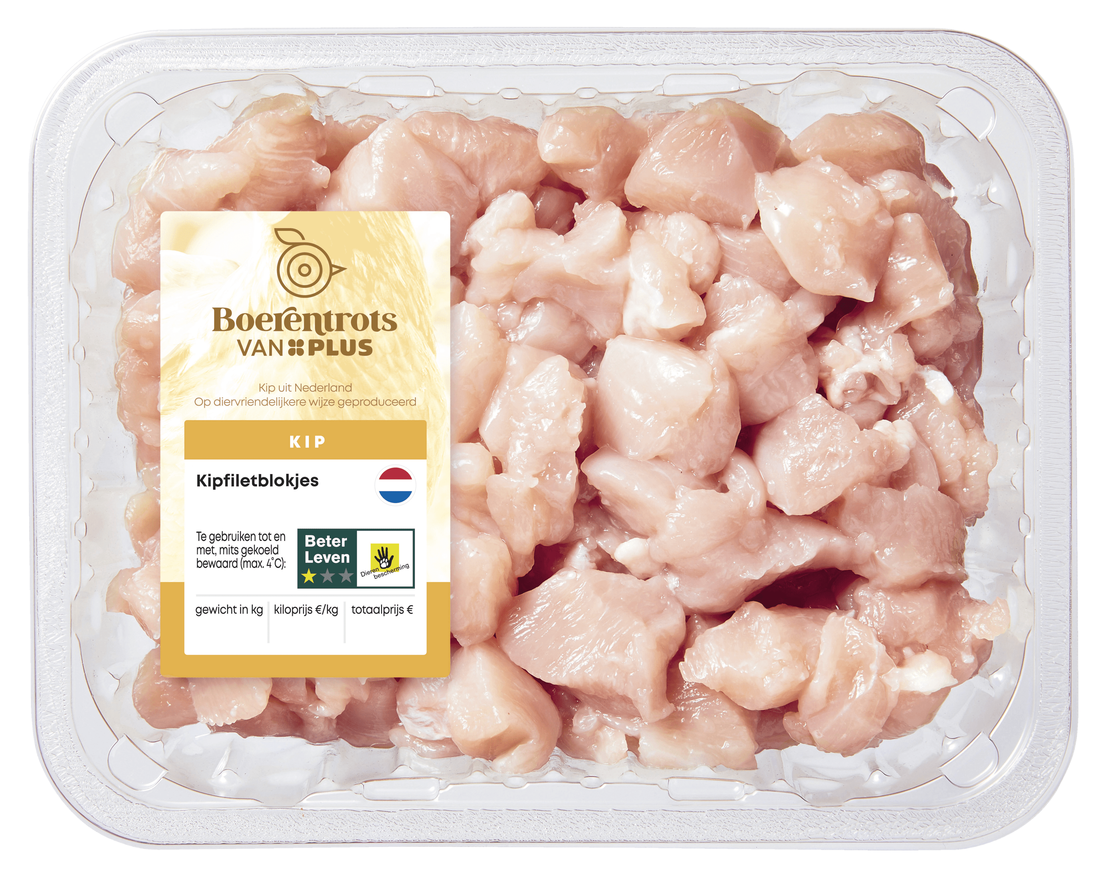 PLUS Boerentrots Kipfiletblokjes fijn 600 gram