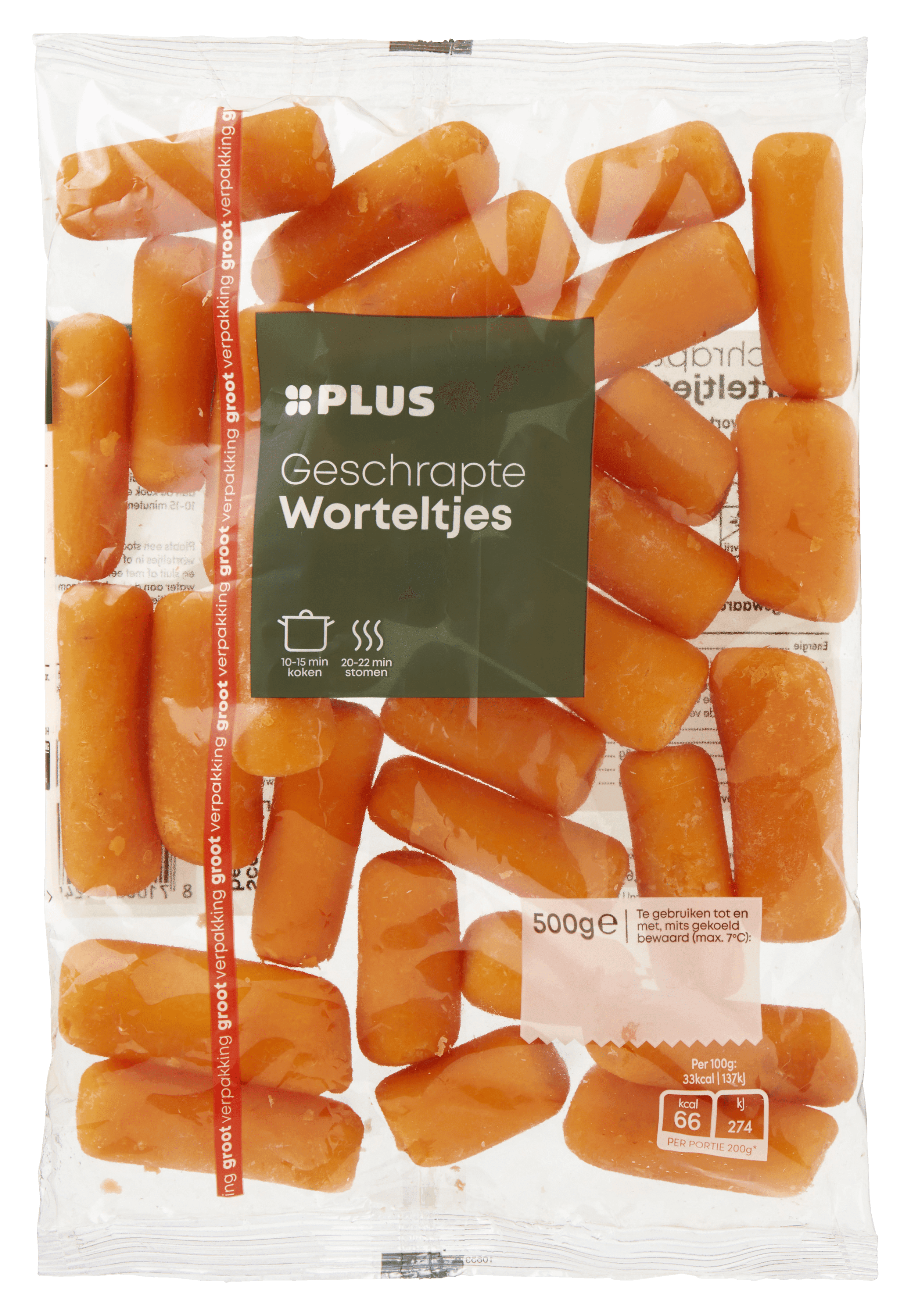 PLUS Worteltjes geschrapt