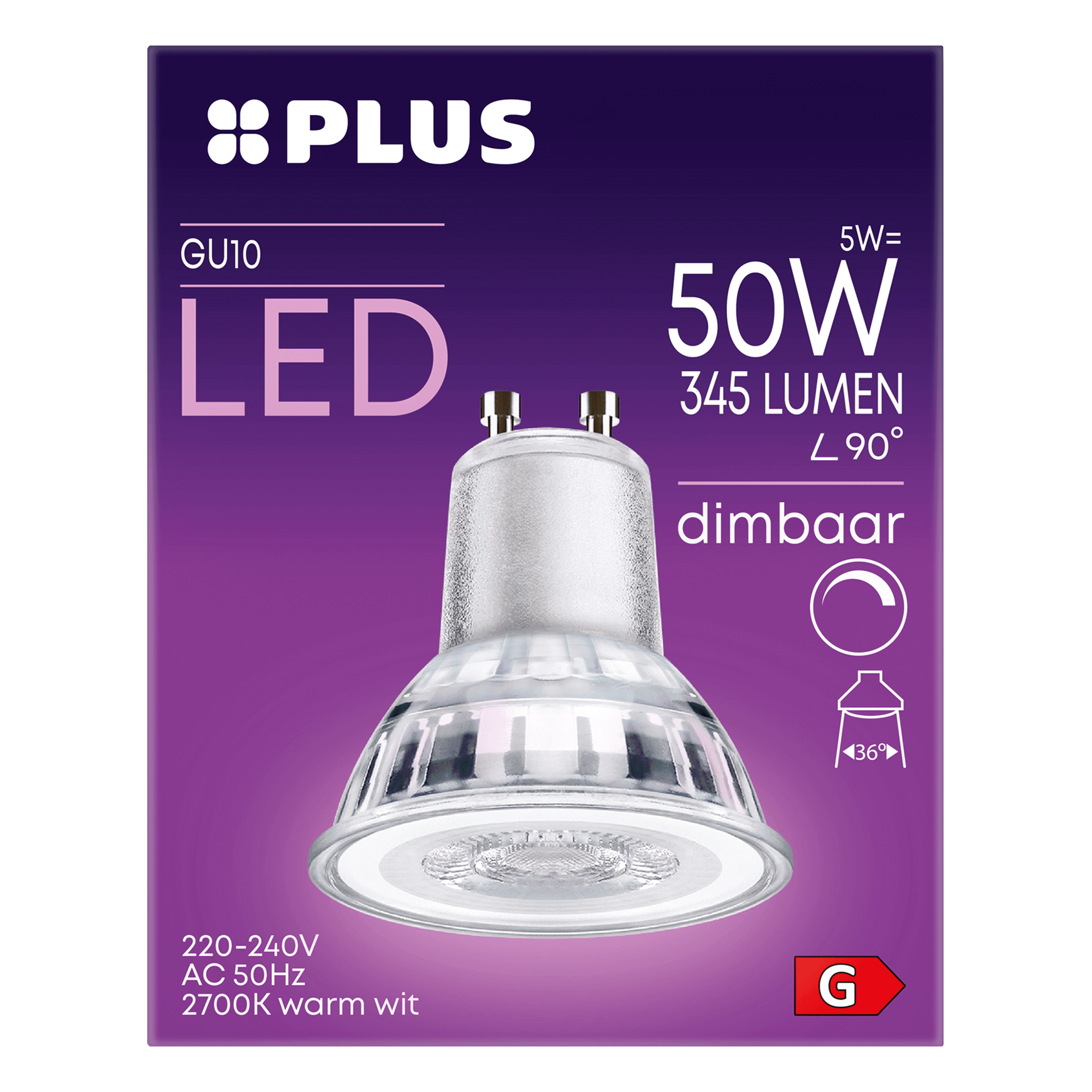 PLUS LED 50W GU10 dimbaar