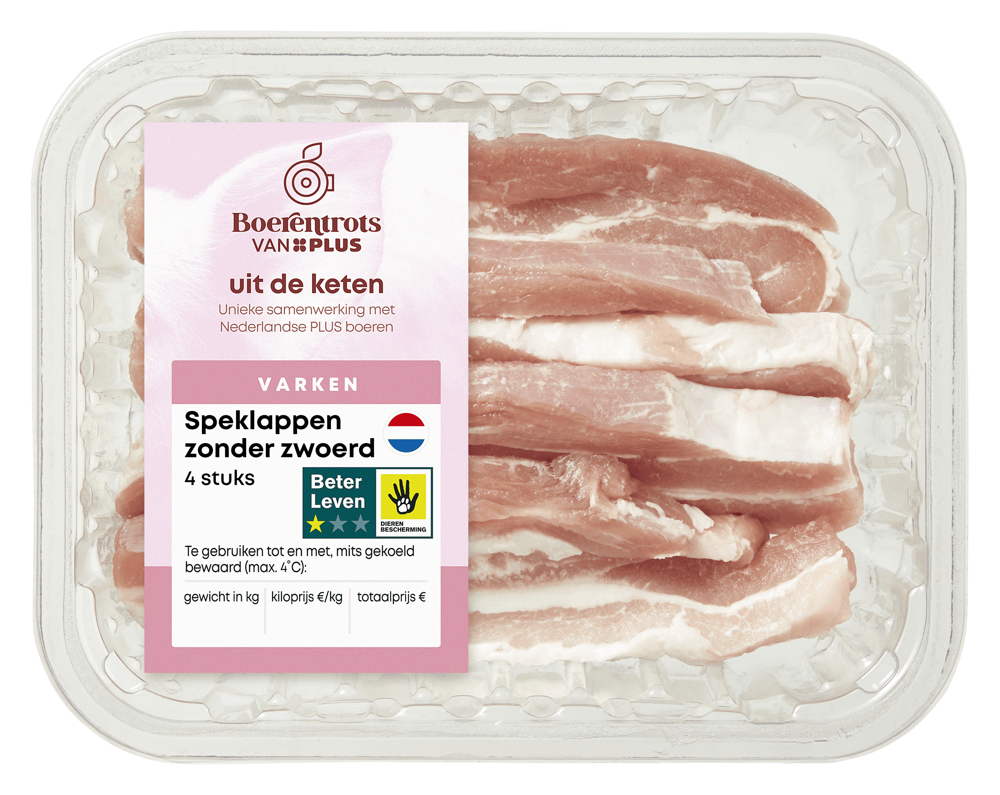 PLUS Boerentrots Speklappen zonder zwoerd 4st