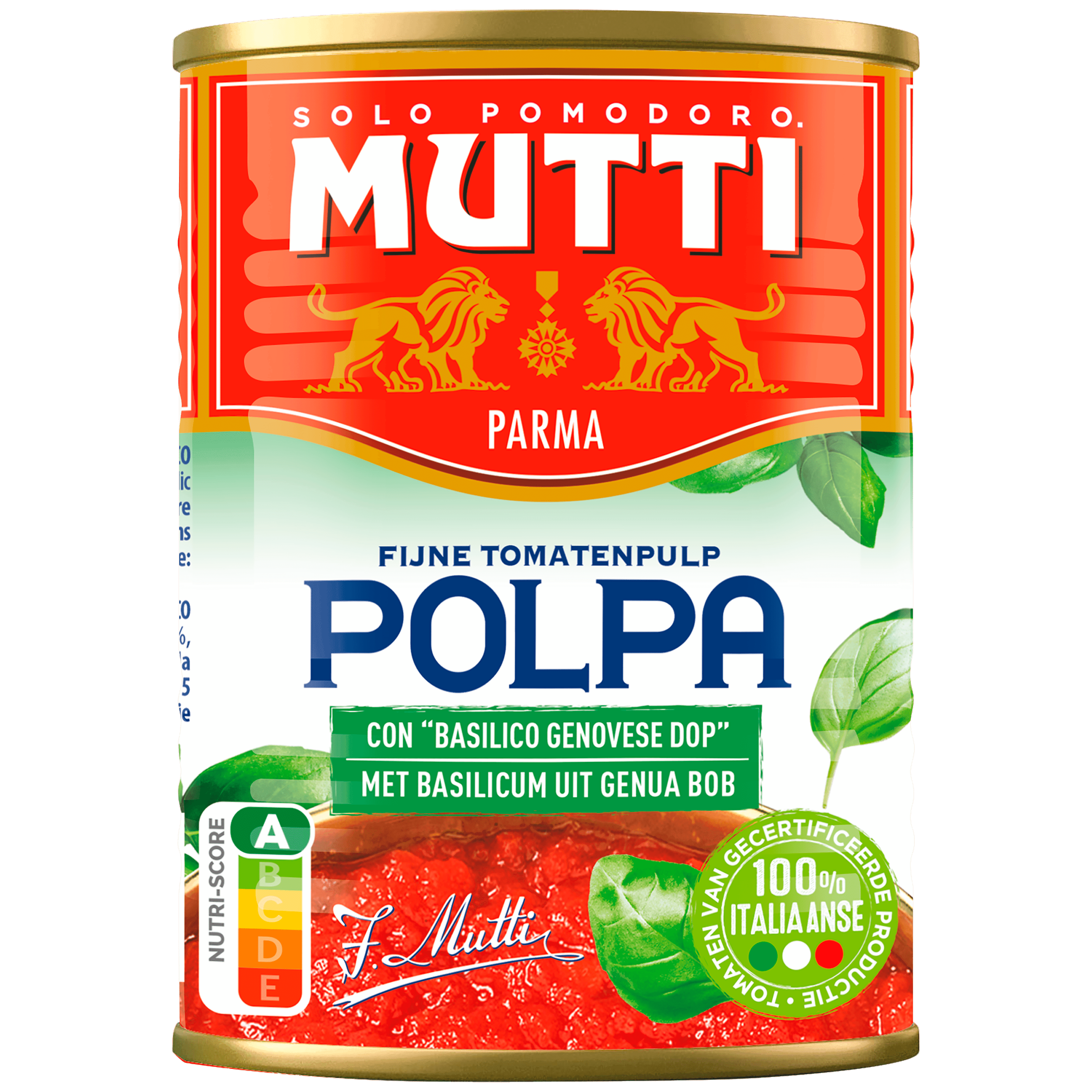 Mutti Polpa fijne tomatenpulp met basilicum