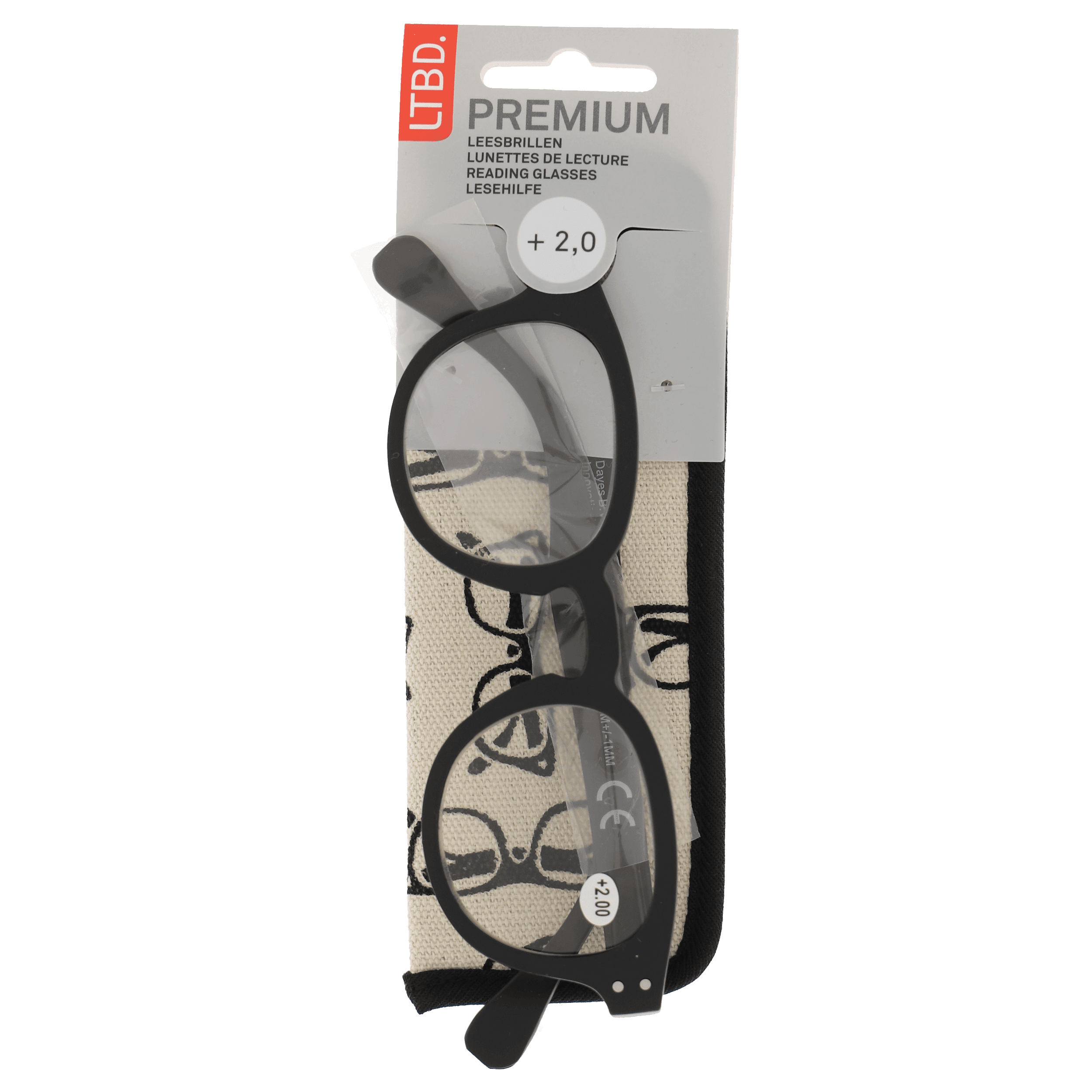 LTBD Premium leesbril zwart etui +2