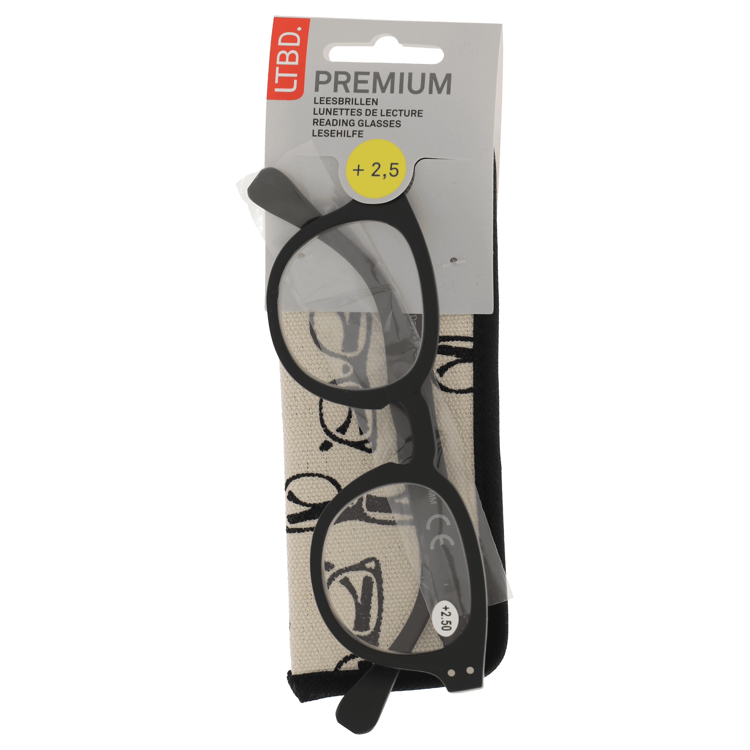 LTBD Premium leesbril zwart etui +2,5