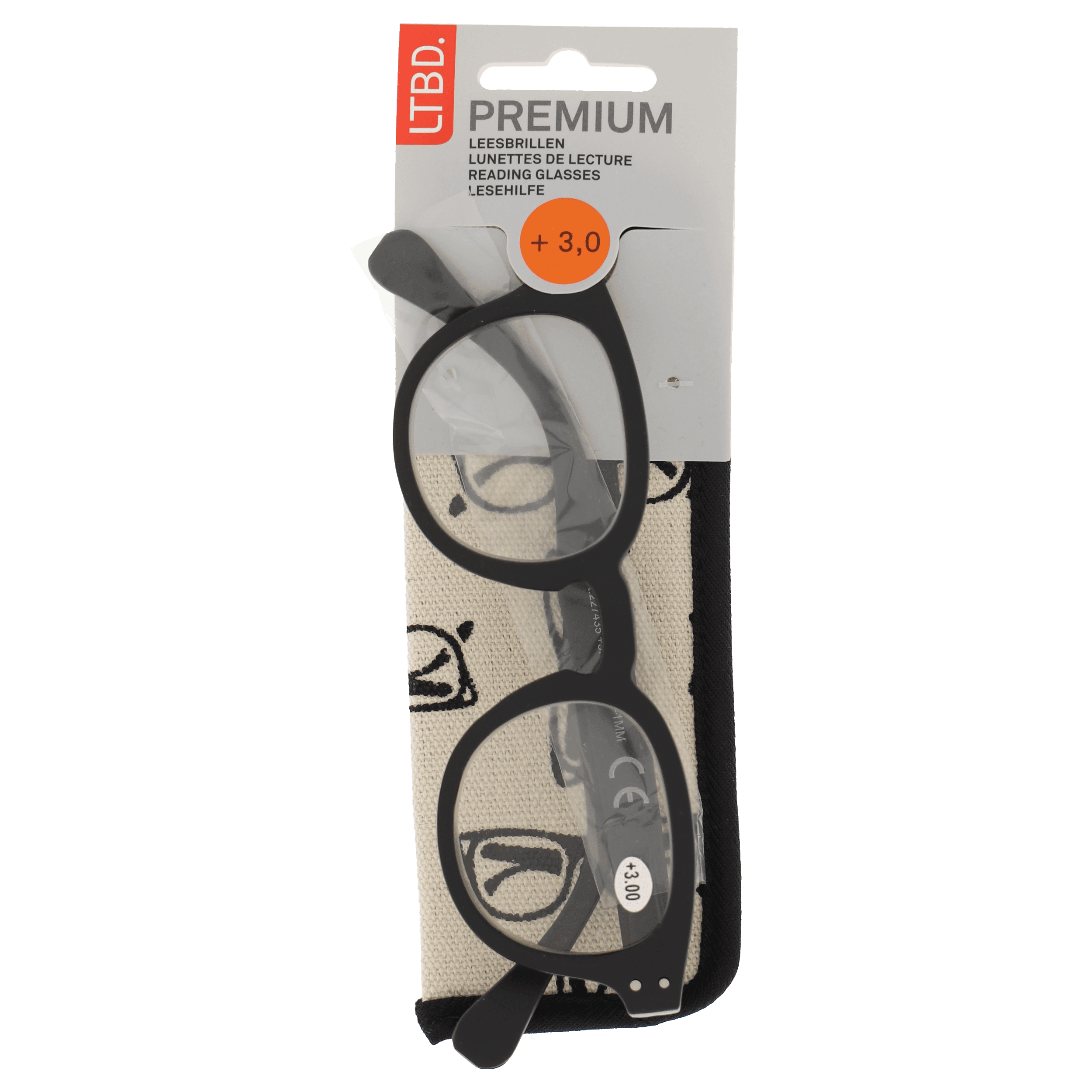 LTBD Premium leesbril zwart etui +3
