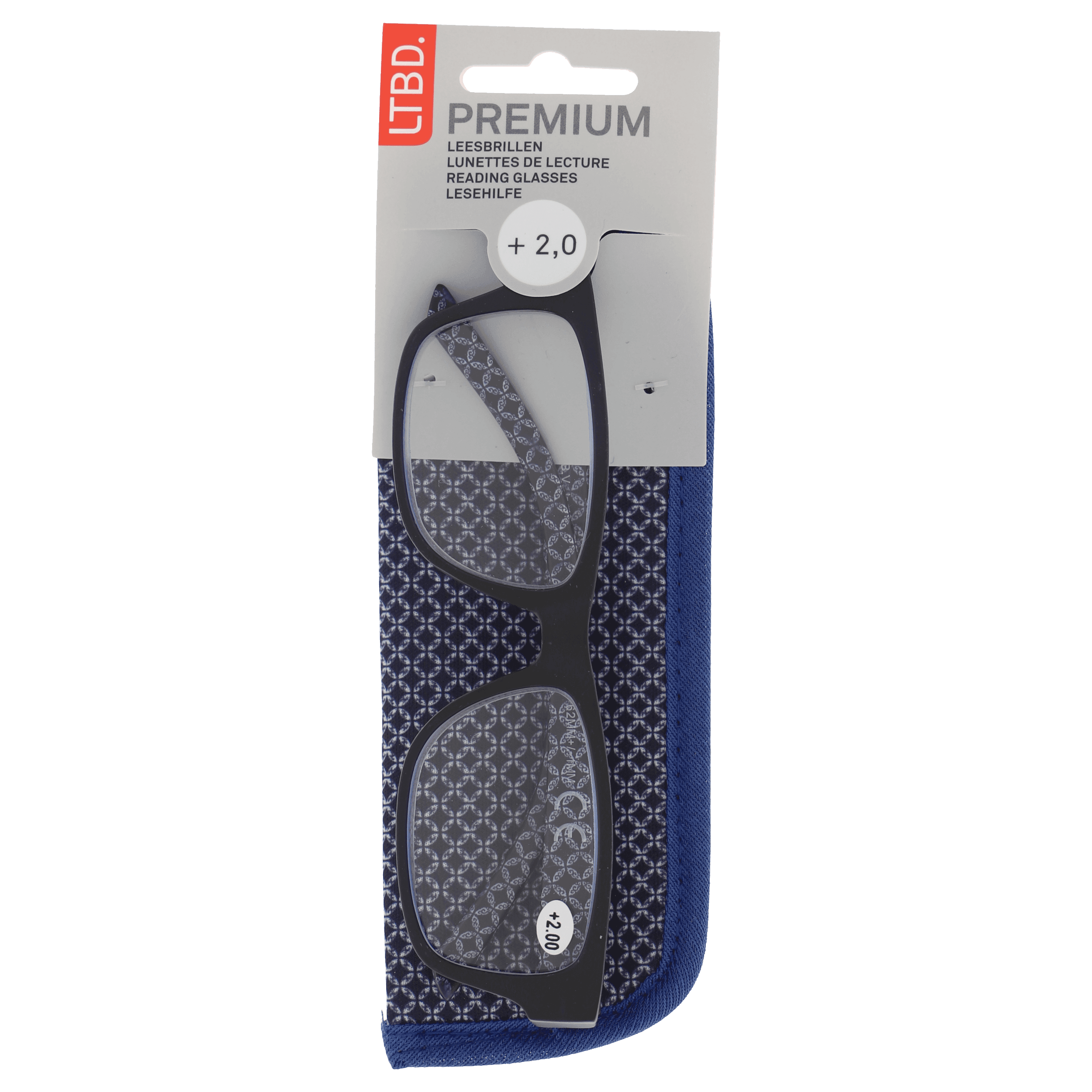 LTBD Premium leesbril blauw etui +2