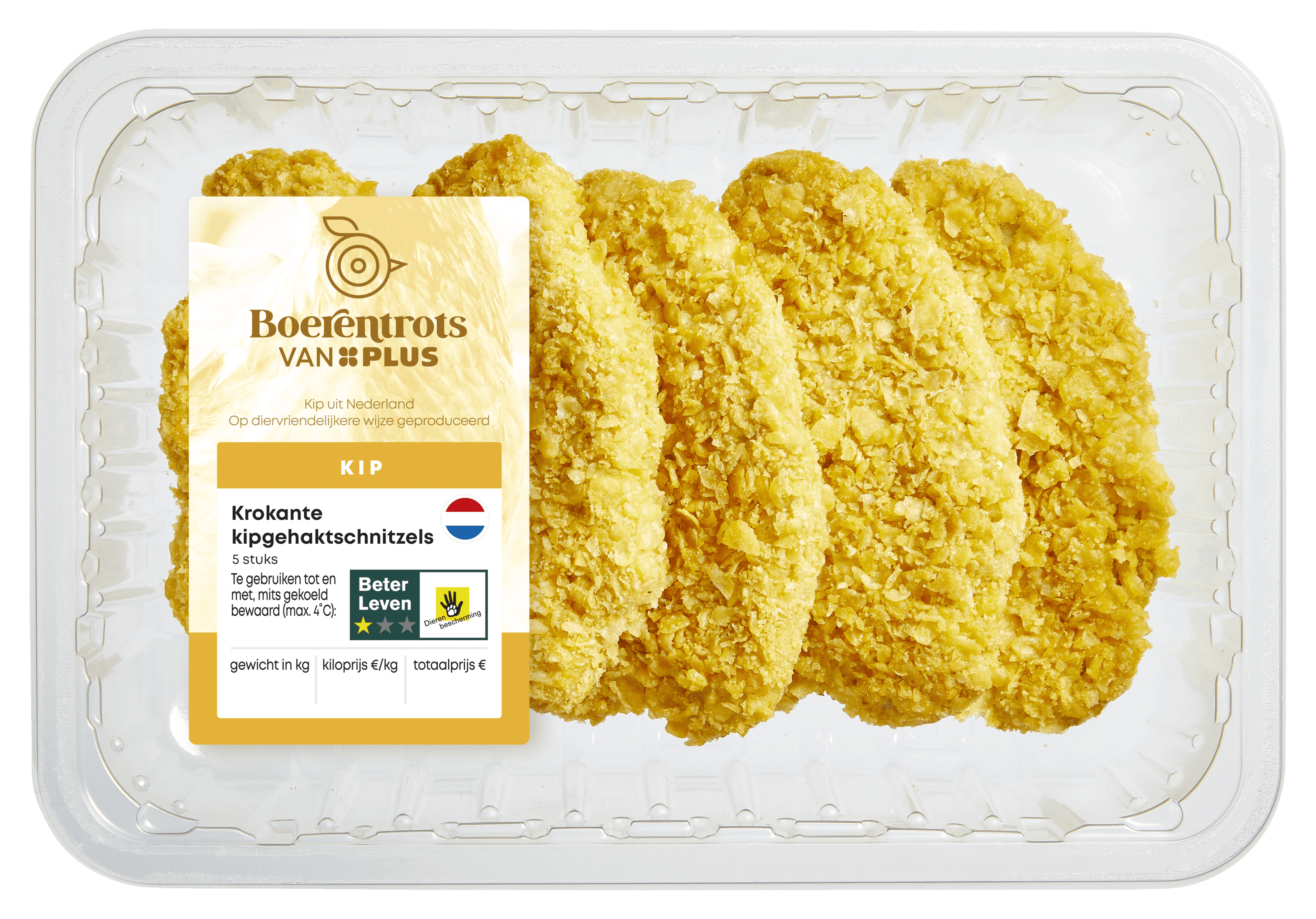 PLUS Boerentrots Krokante kipgehaktschnitzels 5st.