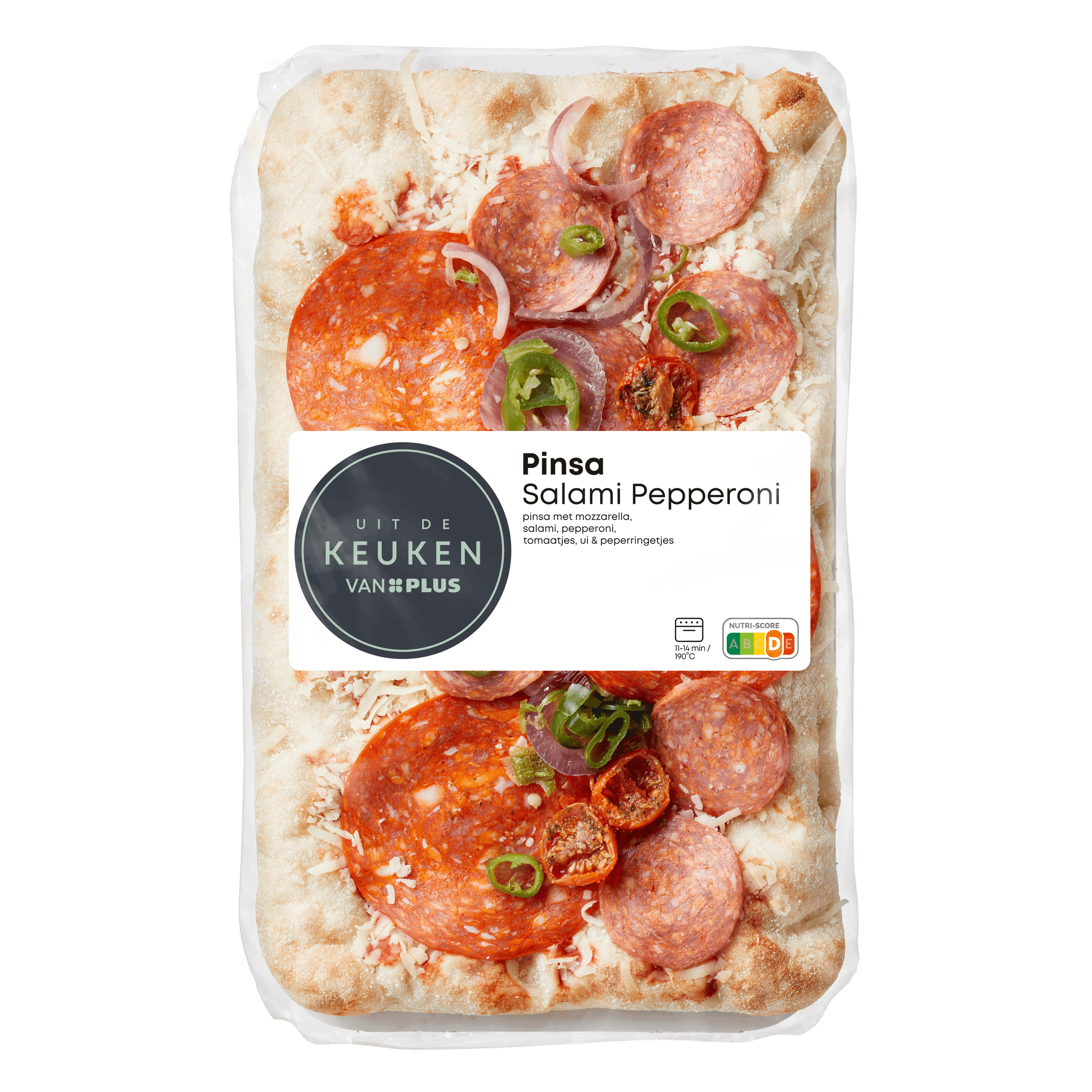 Uit de keuken van PLUS Pinsa Salami Pepperoni