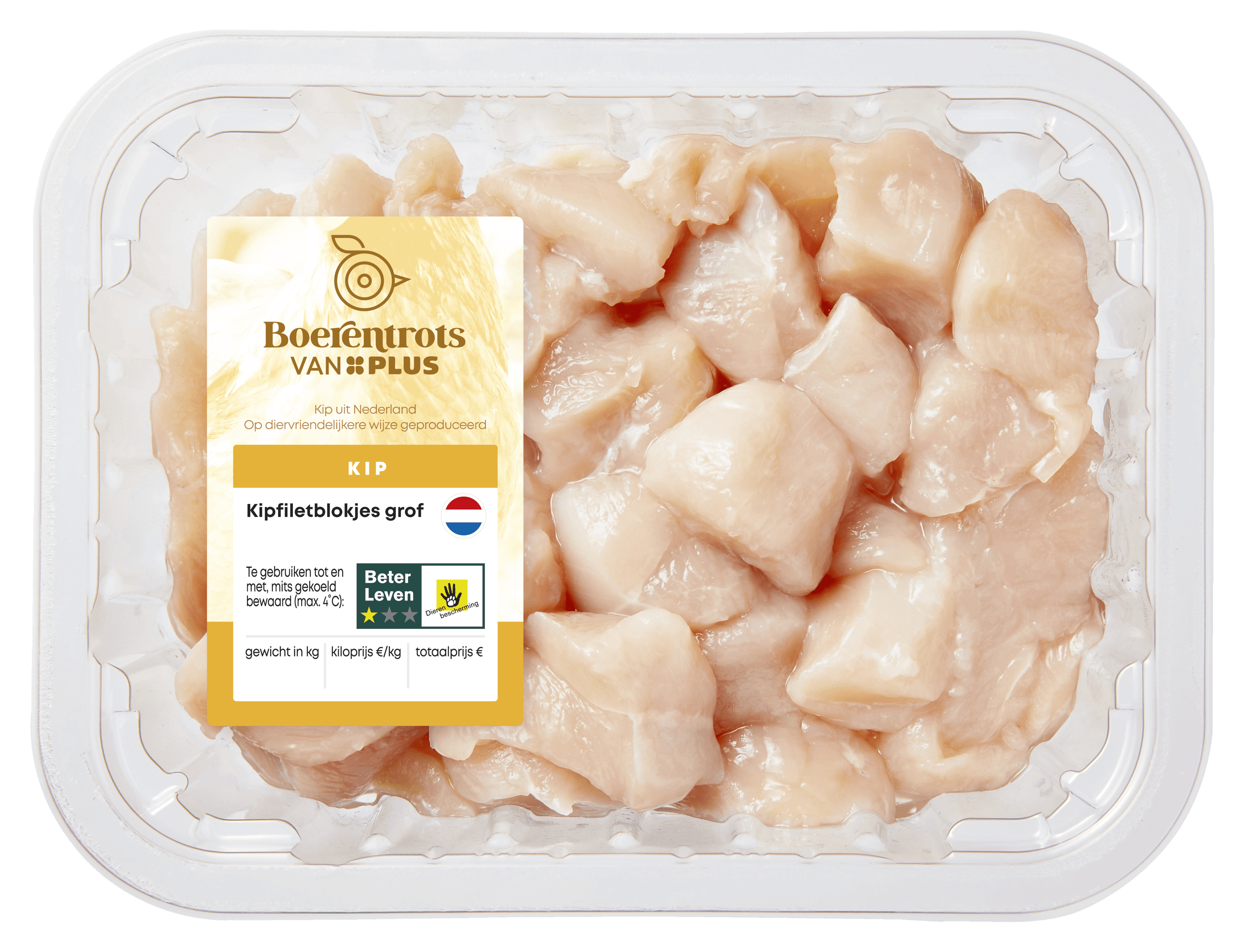 PLUS Boerentrots Kipfiletblokjes grof