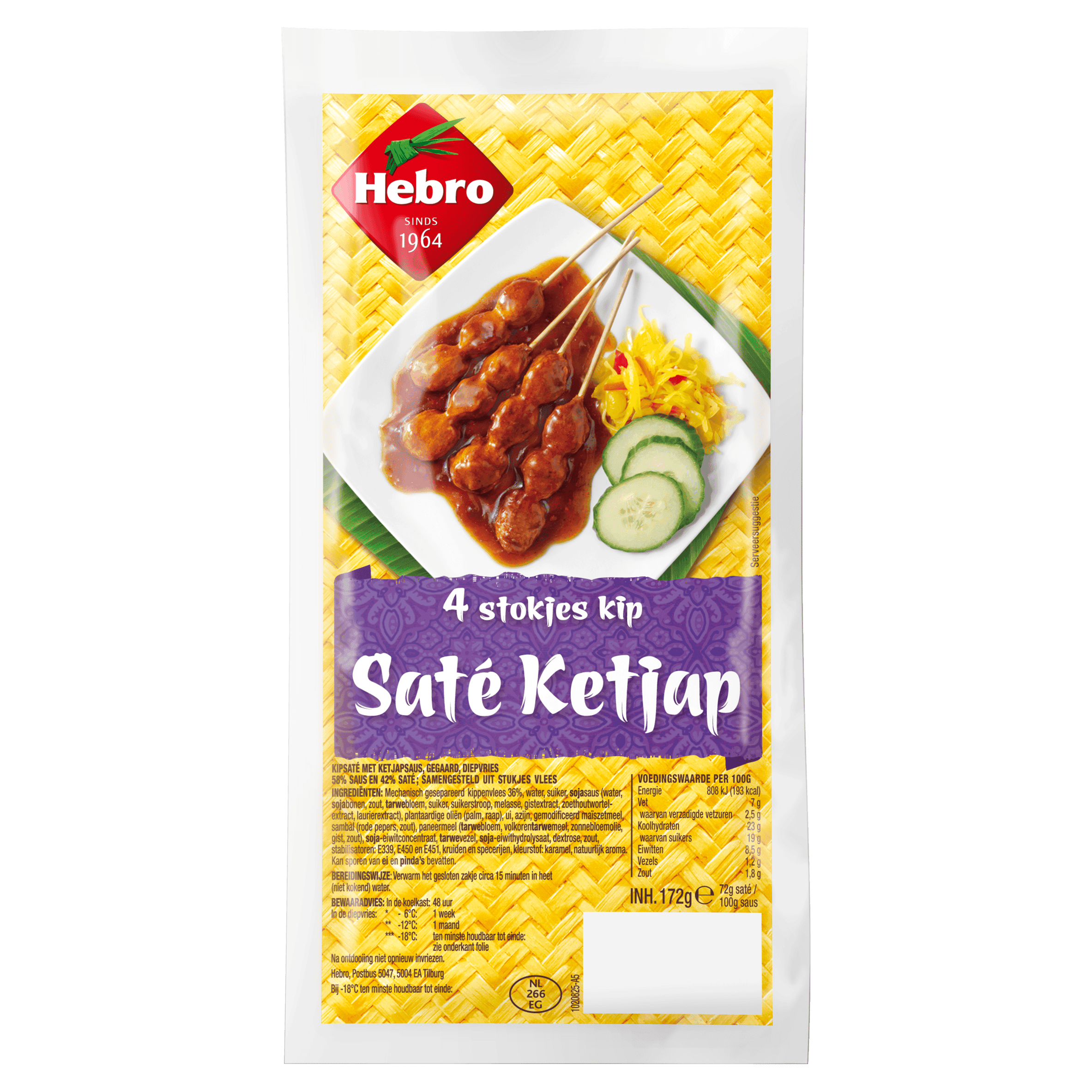 Hebro 4 Stokjes Kip Saté Ketjap