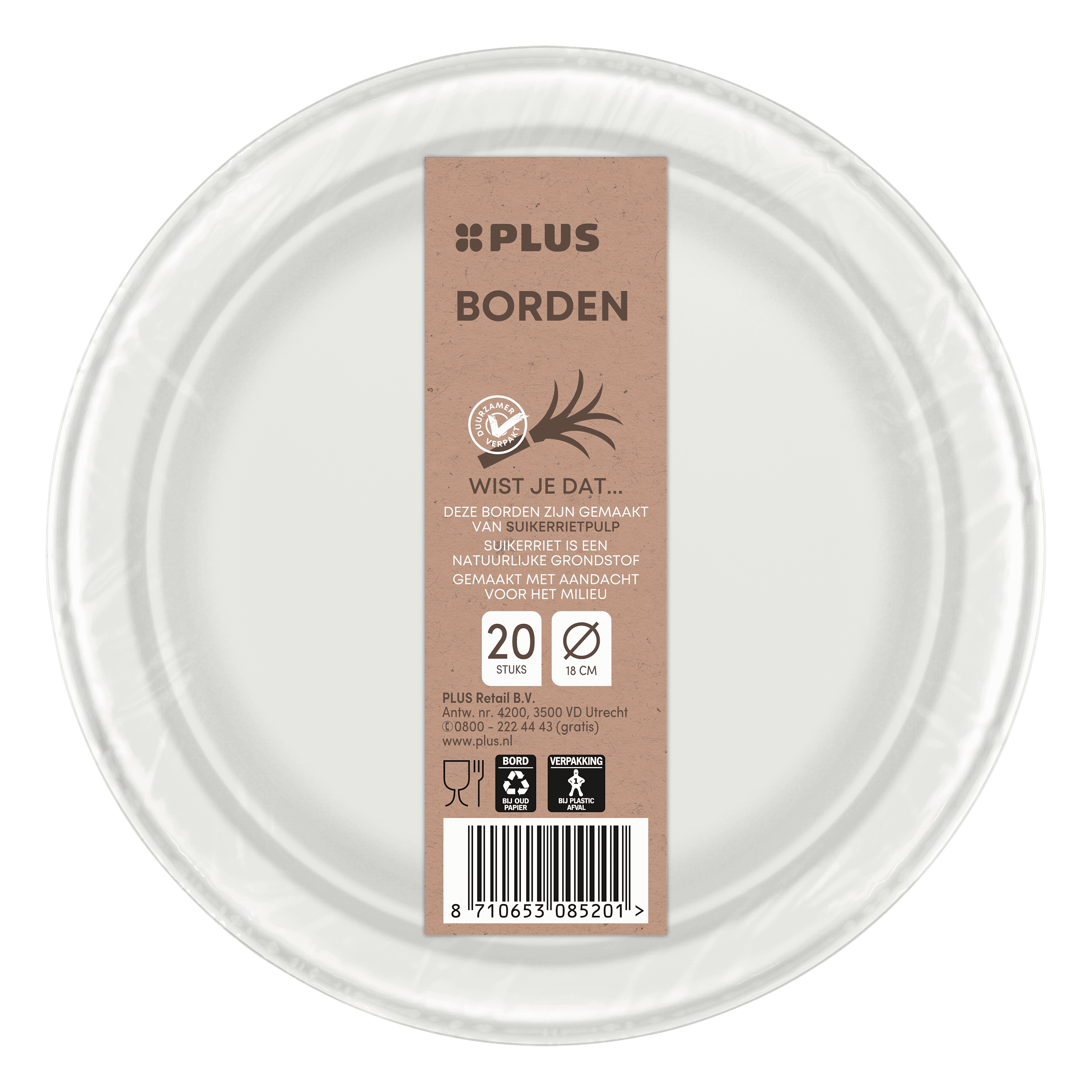 PLUS Bord rond 18cm bagasse