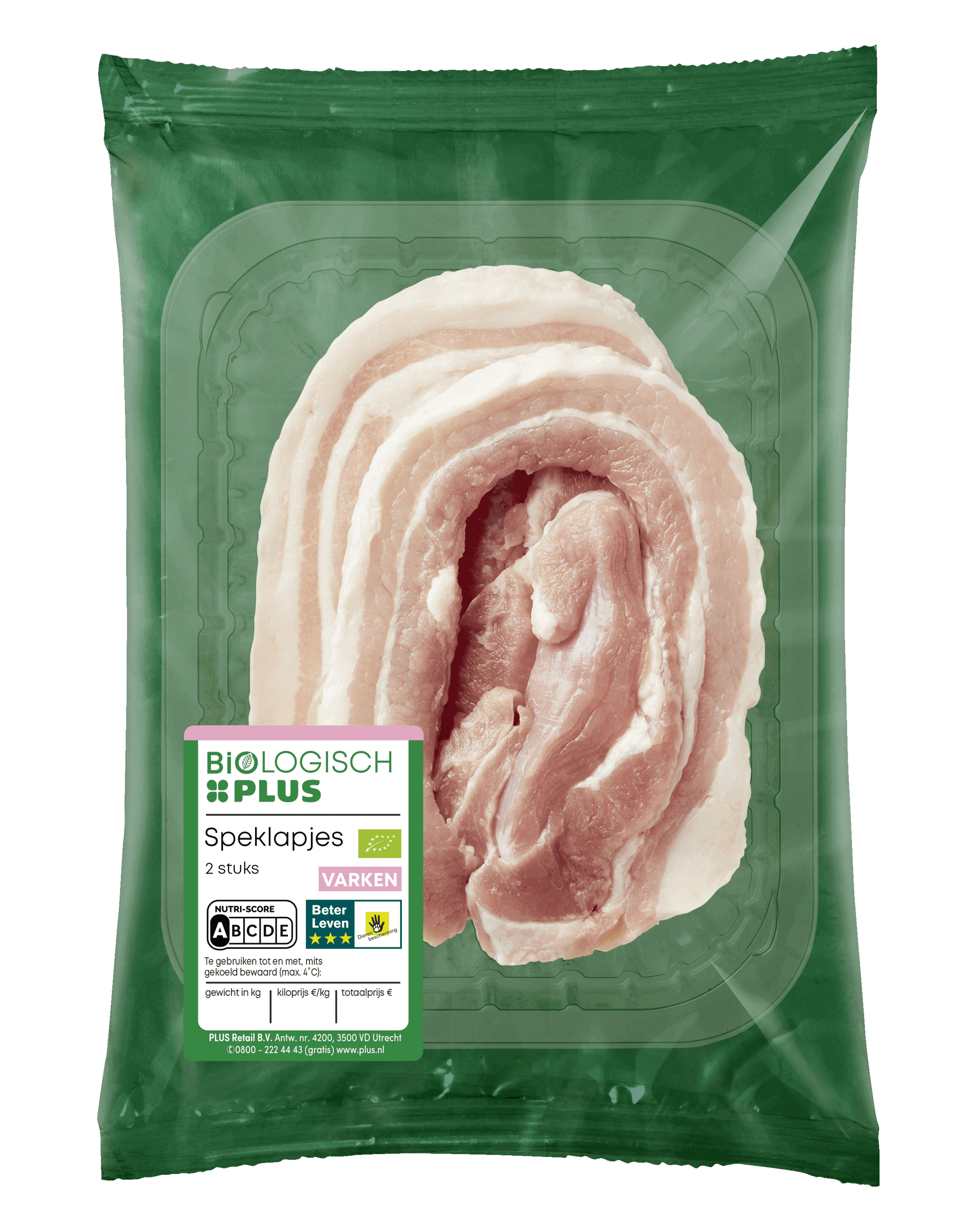 Biologisch PLUS Speklapjes 2 stuks