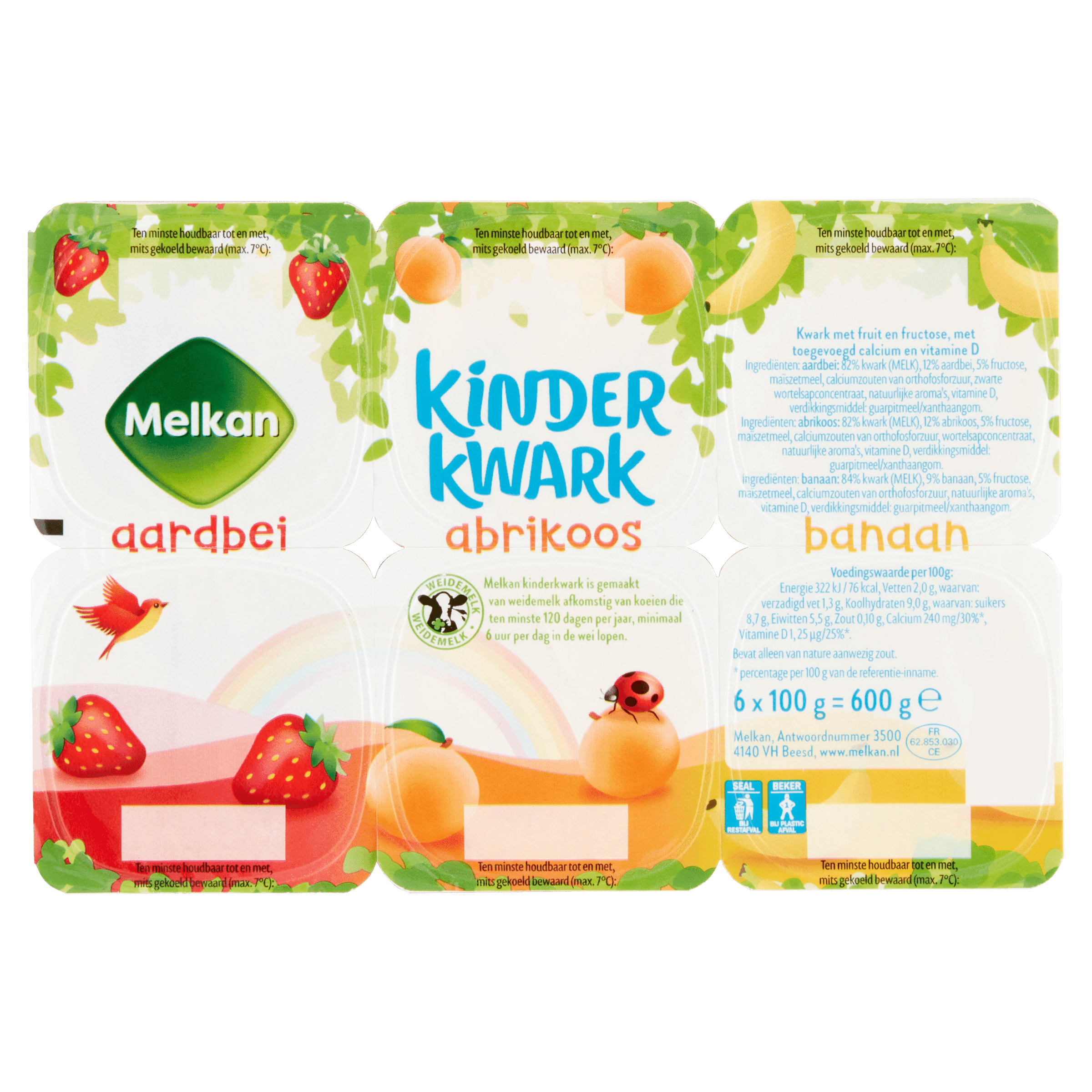 Melkan Toetiemonster Kinderkwark 6 x 100 gram