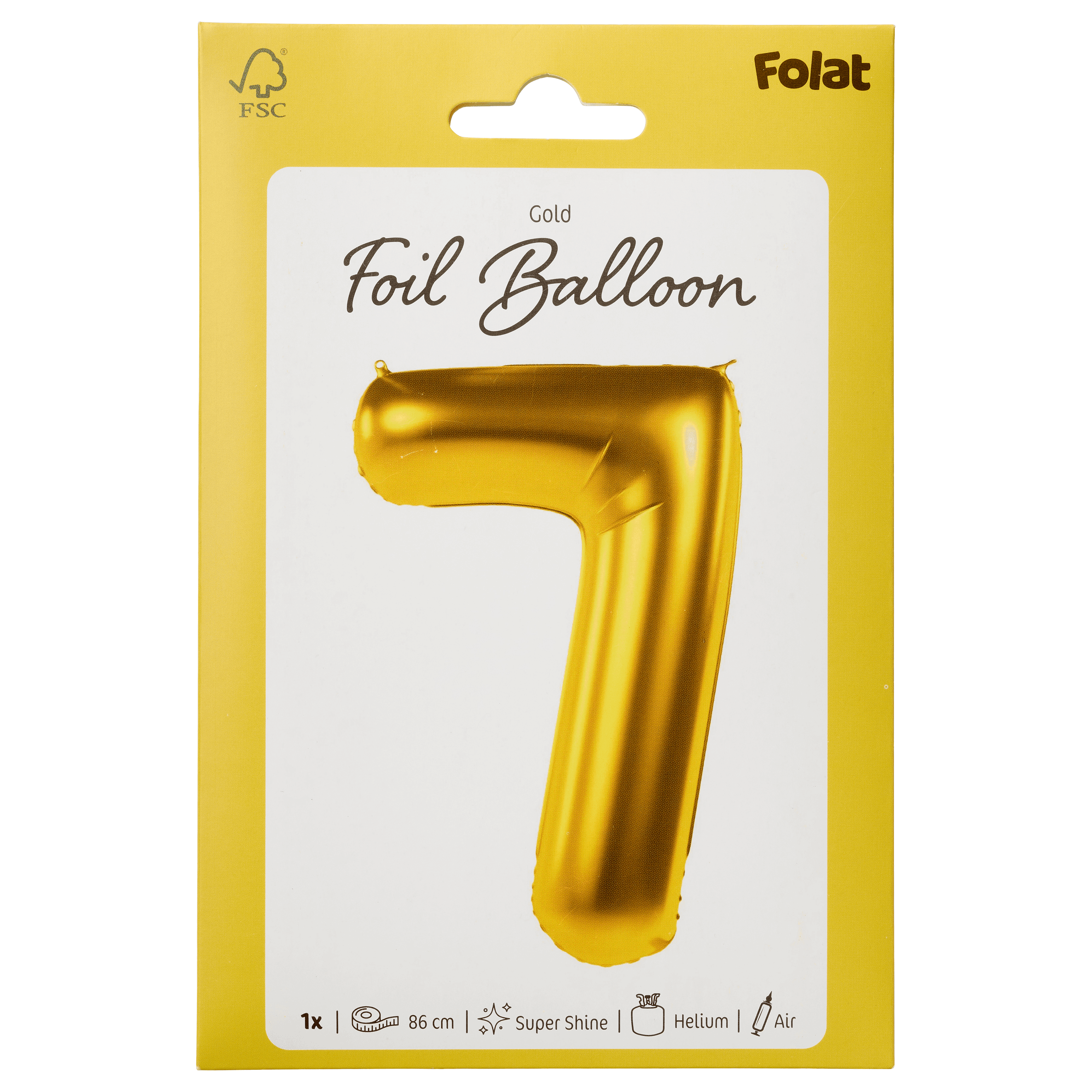 Folat Folieballon Cijfer 7 - Goud - 86 cm