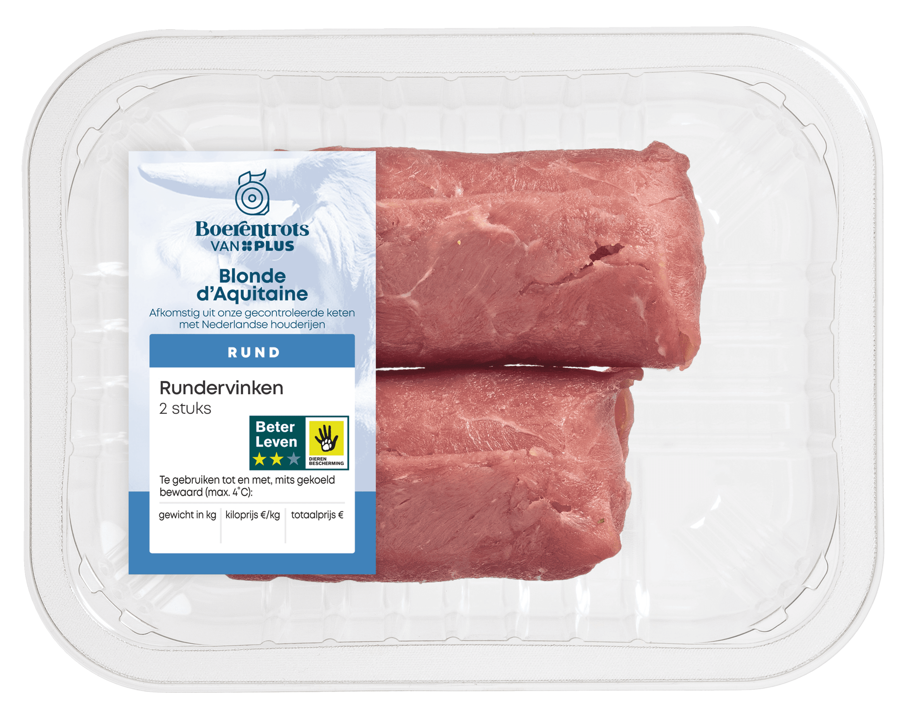 PLUS Boerentrots Blonde d'Aquitaine rundervinken 2 stuk