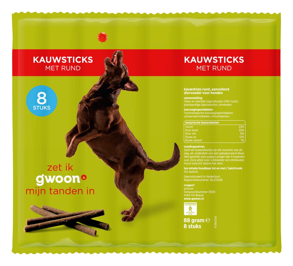 G'woon Hond Kauwstick Rund