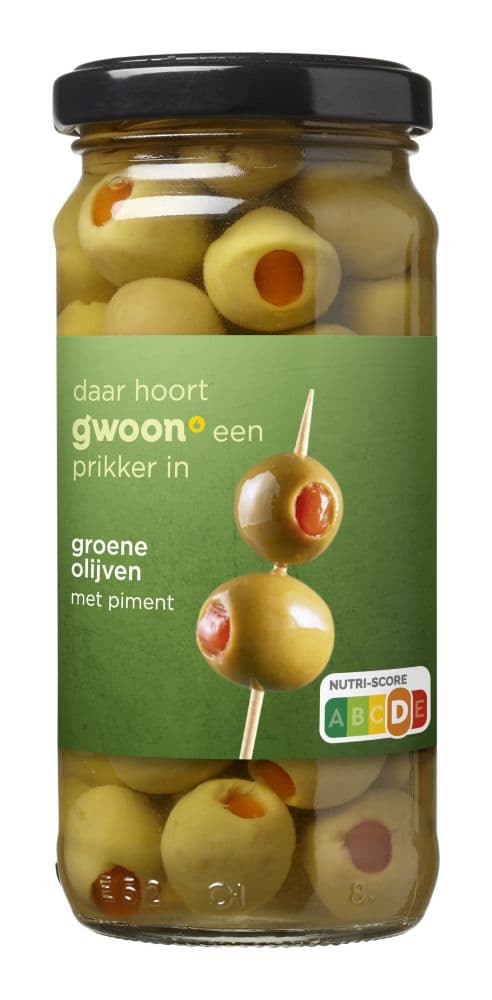 g'woon Groene Olijven met Piment