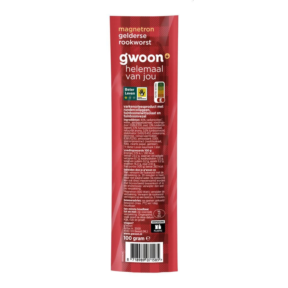 g'woon Magnetron Gelderse Rookworst