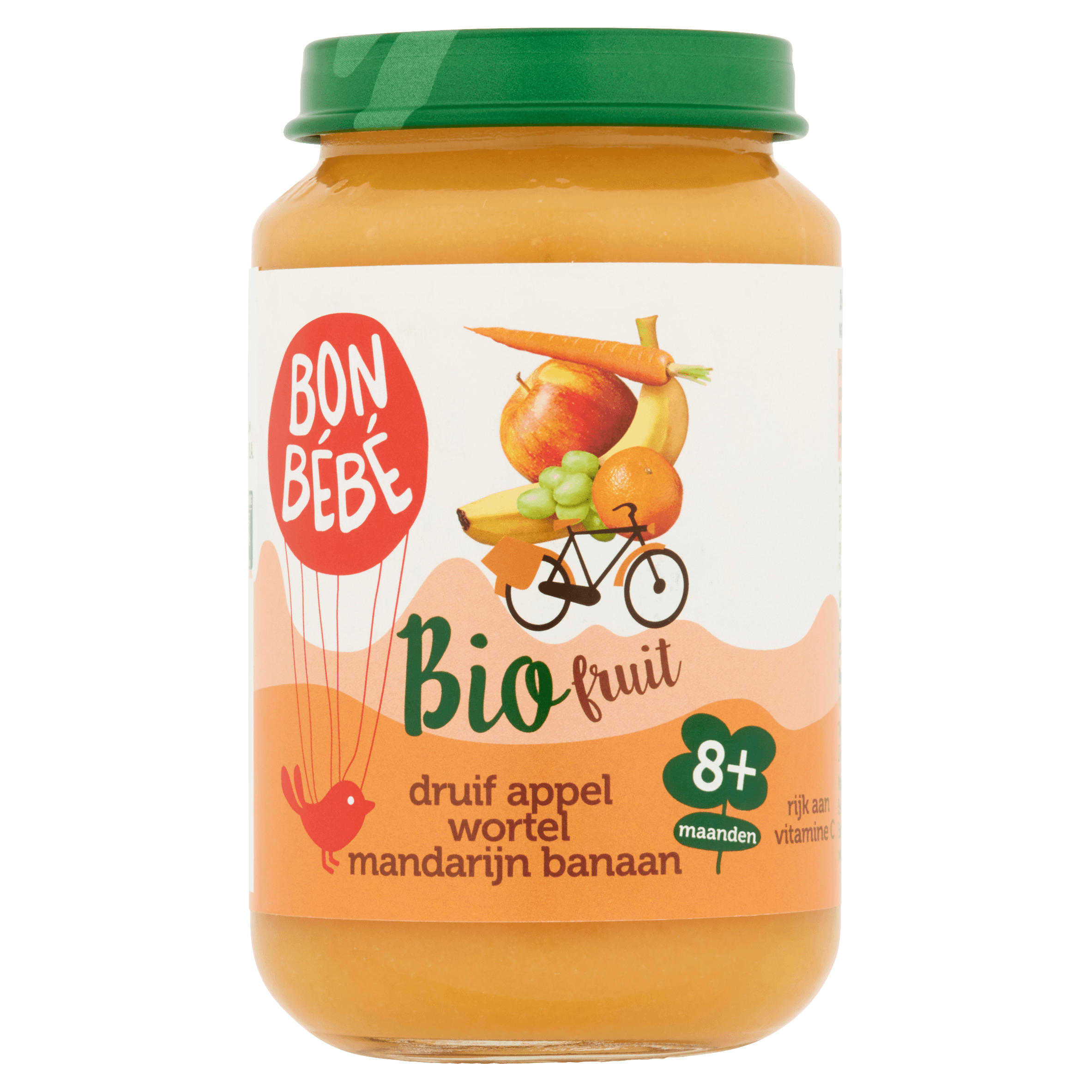 Bonbebe Bio Fruit Druif Appel Wortel Mandarijn Banaan 8+ Maanden