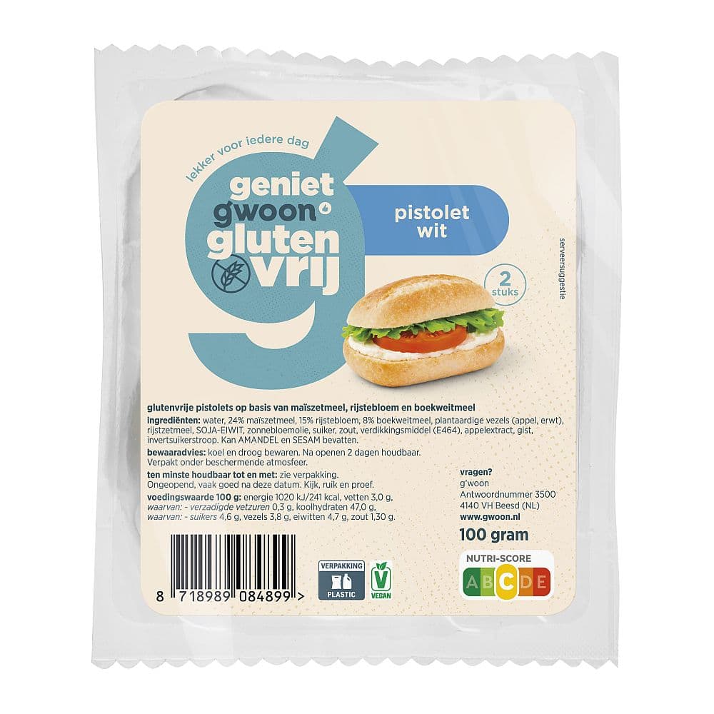 G'woon Gwoon Pistolets Wit glutenvrij