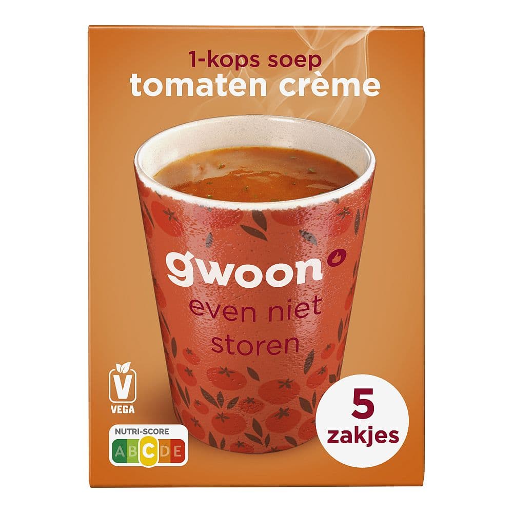 G'woon gwoon 1-kopssoep tomaat creme 5-pack