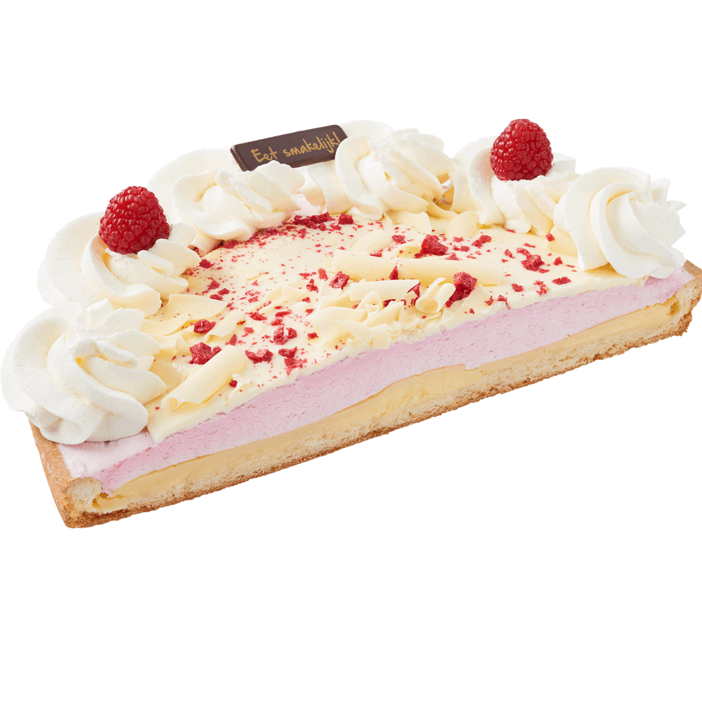 POIESZ Framboos - witte chocolade vlaai half