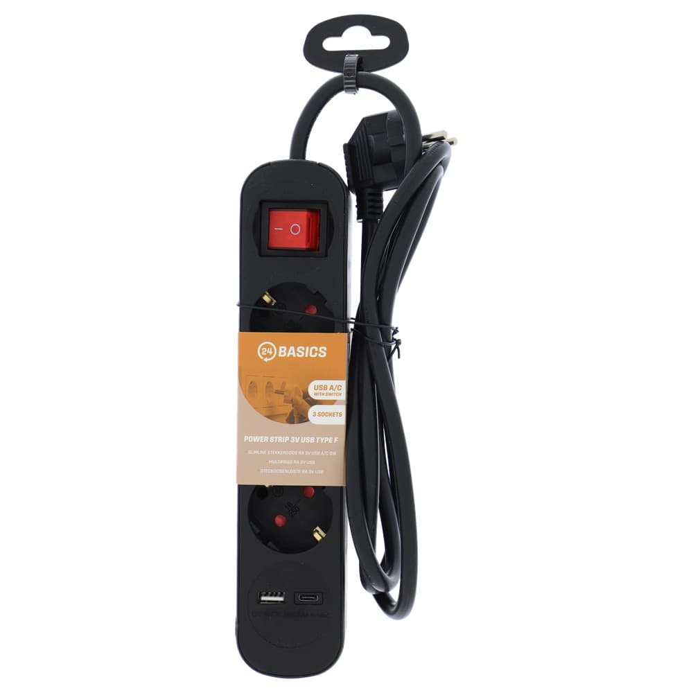 24BASICS Slimline Stekkerdoos RA3V USB A/C Sw