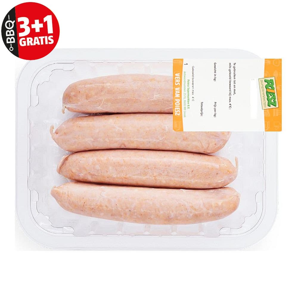 Poiesz BBQ worsten naturel 4 stuks