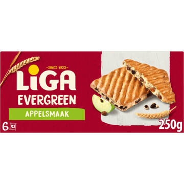 Liga Evergreen Appelsmaak 6x2 biscuits 250 g