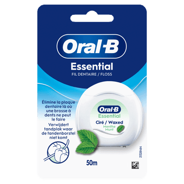 Oral-B Essential Floss - Verwijdert Tandplak - Gewaxte Flosdraad - Muntsmaak 50m