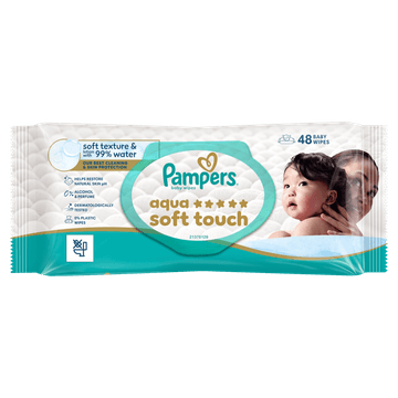 Pampers Aqua Soft Touch Babydoekjes, 48 Doekjes