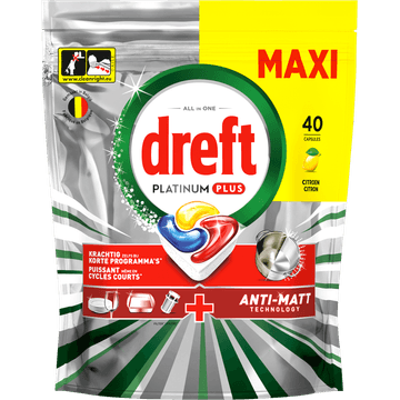 Dreft Platinum Plus Citroen Vaatwascapsules 40 Stuks