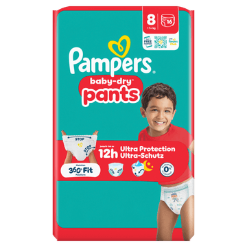 Pampers Baby-Dry Pants Maat 8, 16 Luierbroekjes