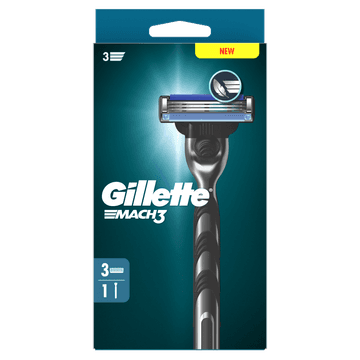 Gillette Mach3 Base  1 Handvat + 3 Navulmesjes Voor Mannen