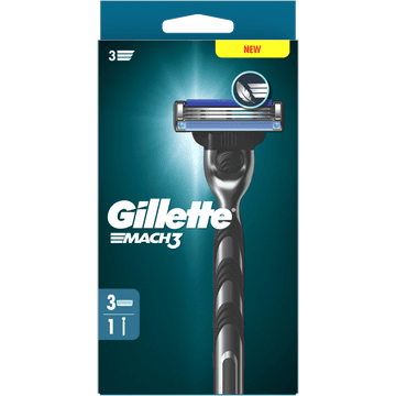 Gillette Mach3 Base  1 Handvat + 3 Navulmesjes Voor Mannen