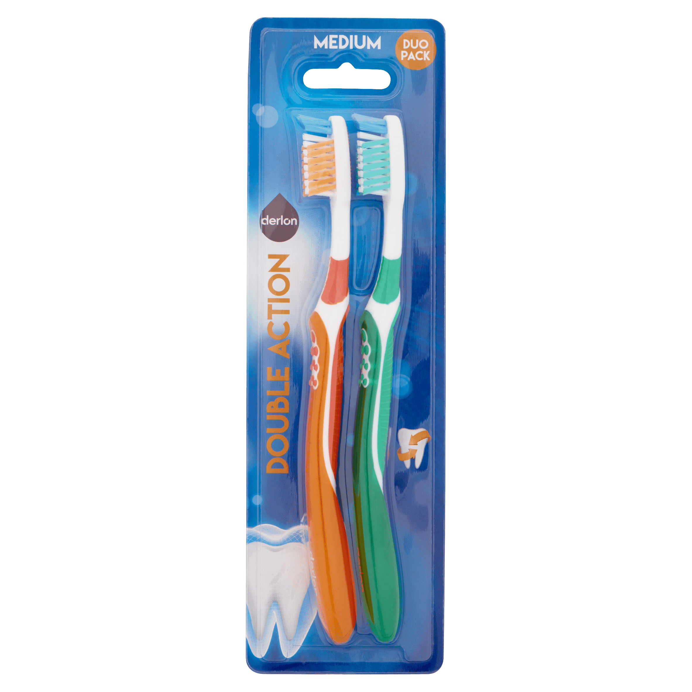 Derlon Tandenborstel medium duo pack