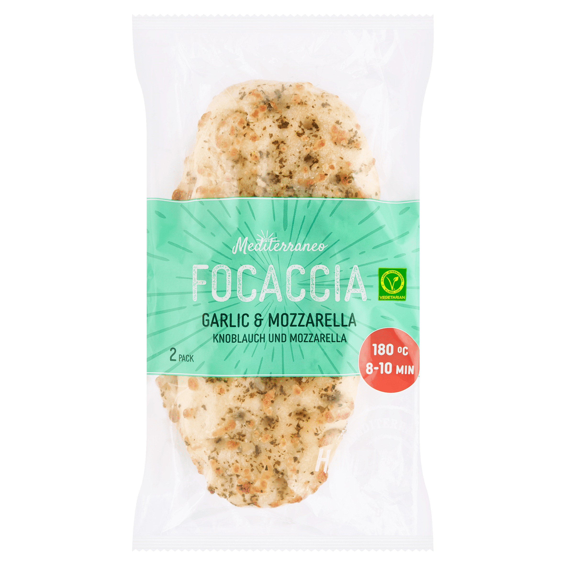 Mediterraneo Focaccia knoflook mozzarella