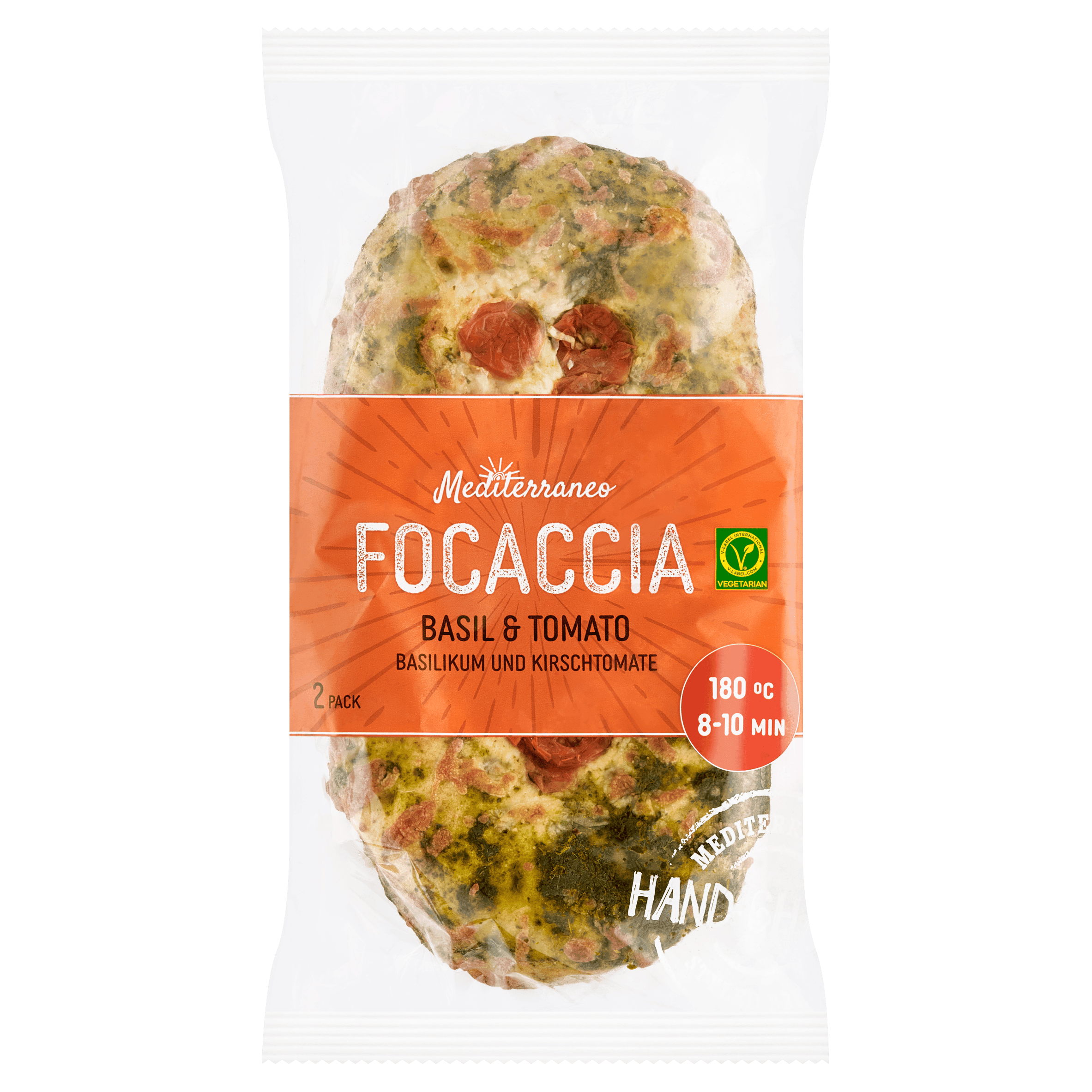 Mediterraneo Focaccia basilicum, kaas & tomaat