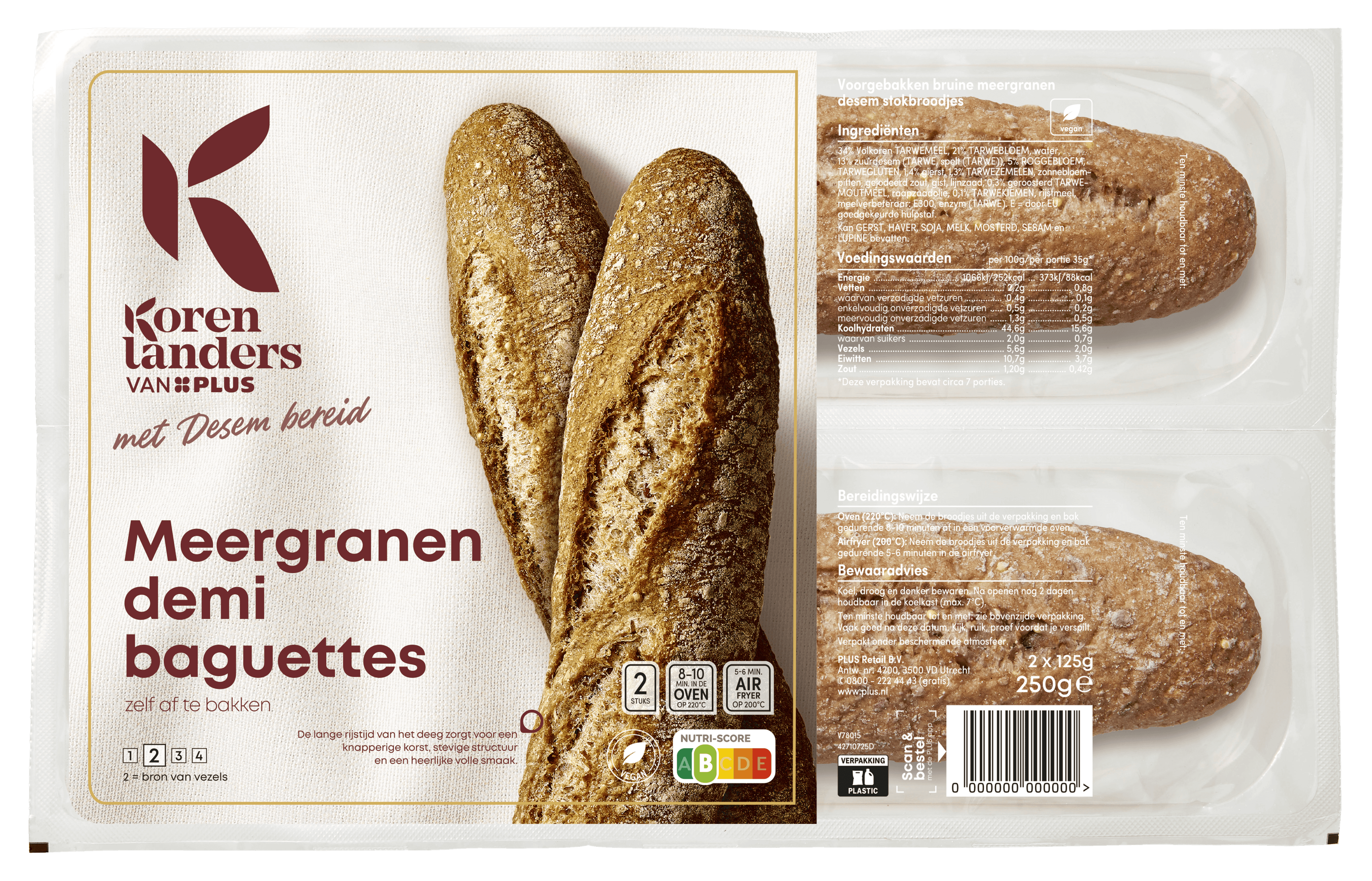 PLUS Korenlanders Desem demi baguettes meergranen
