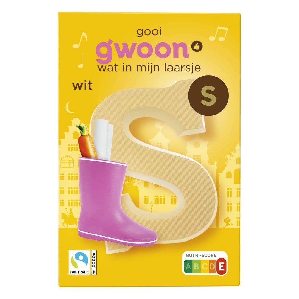 g'woon chocoladeletter wit