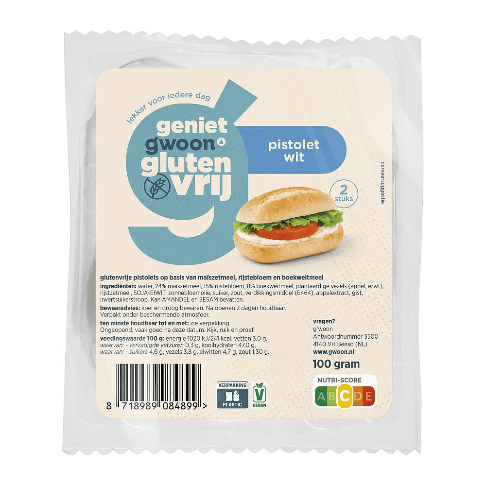 G'woon Gwoon Pistolets Wit glutenvrij