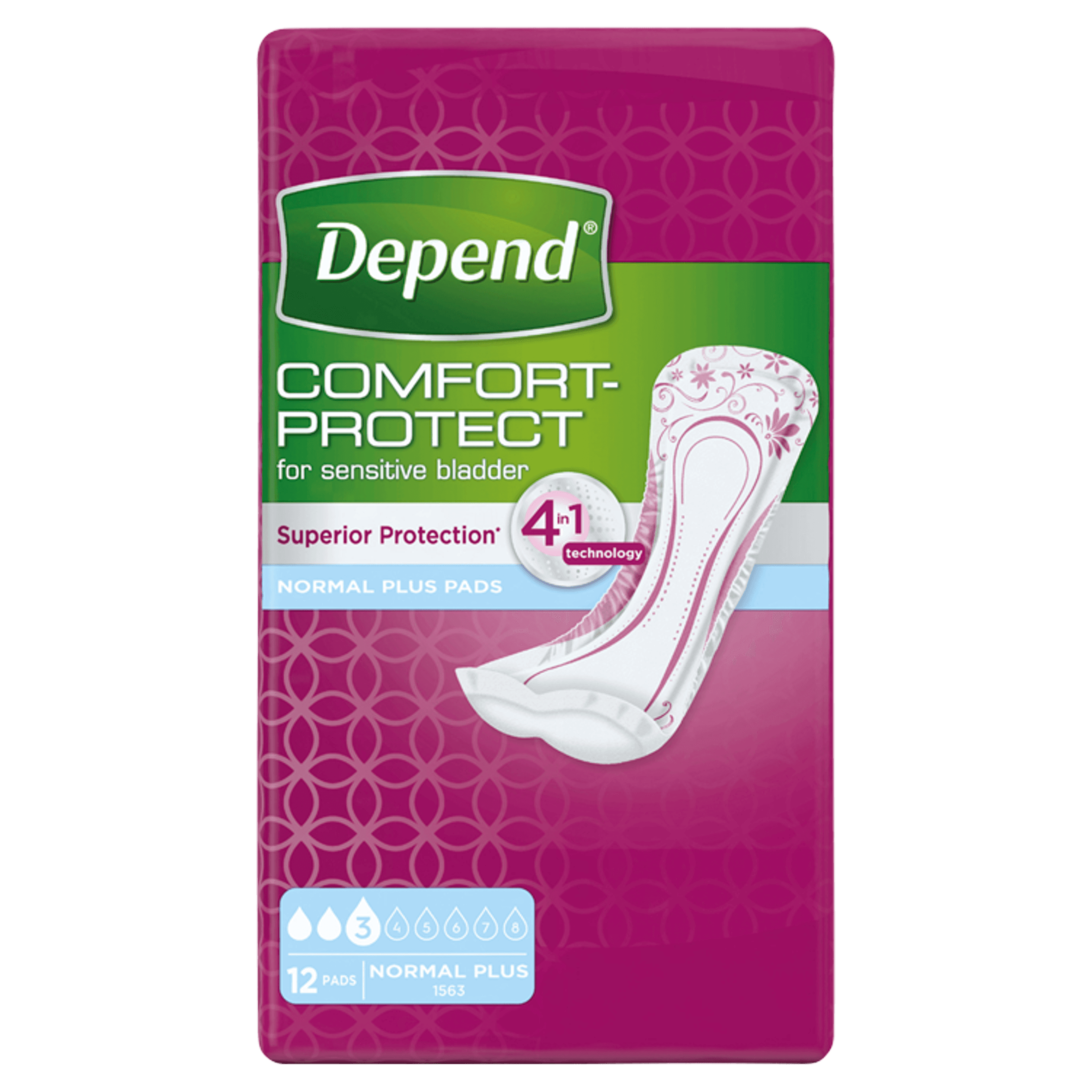 Depend Comfort-Protect for Sensitive Bladder Normal Plus Pads