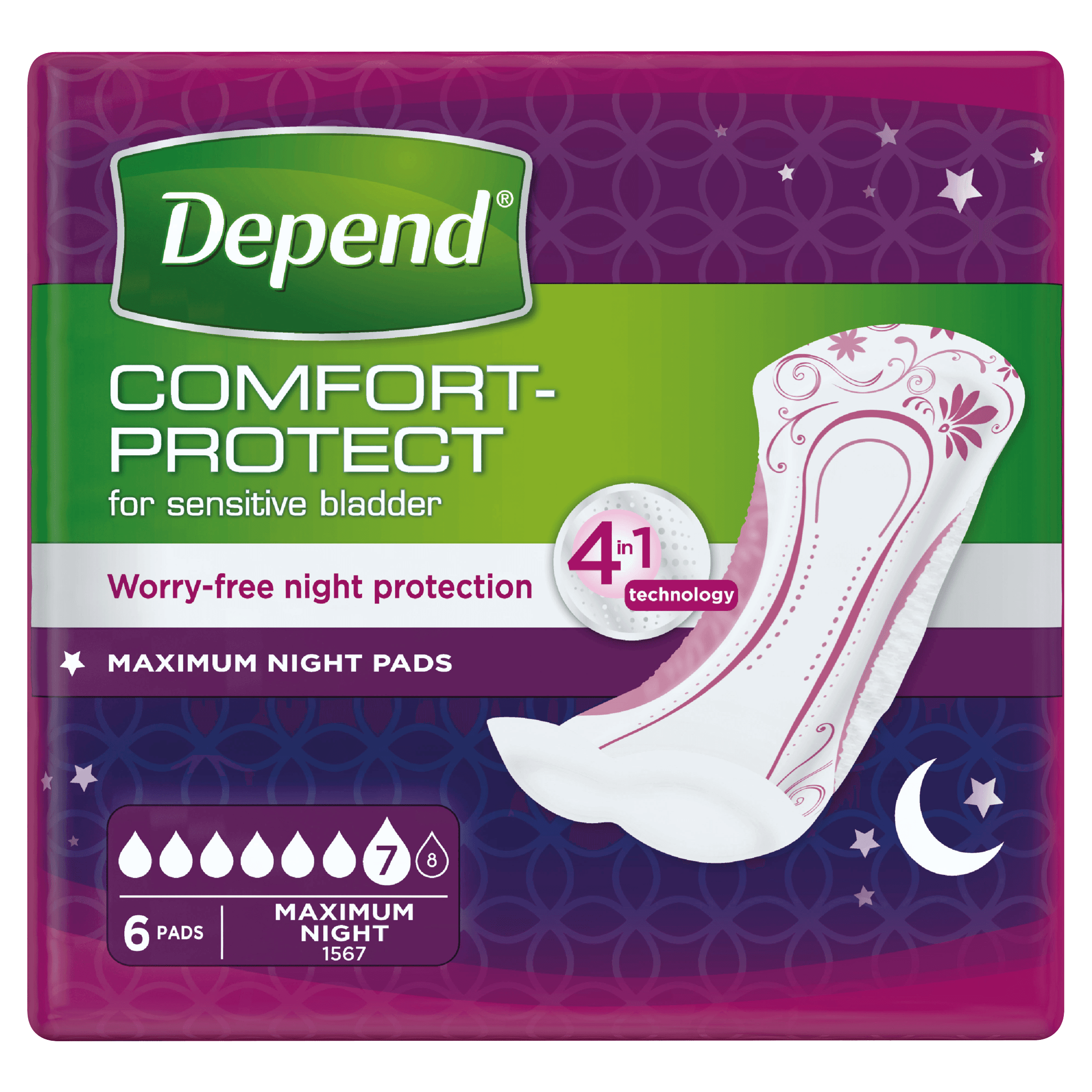 Depend Comfort-Protect for Sensitive Bladder Maximum Night Pads