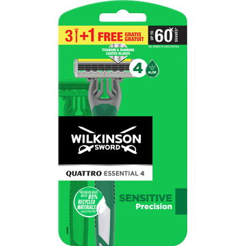 Wilkinson Sword Quattro Essential Sensitive Precision 4 Stuks