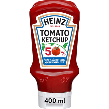Heinz Tomato Ketchup 50% Minder Suikers en Zout 400 ml