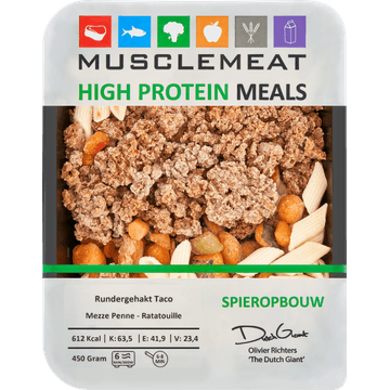 Muscle Meat High Protein Meals Rundergehakt Taco Mezze Penne - Ratatouille 450 g