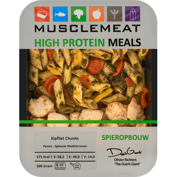 Muscle Meat High Protein Meals Kipfilet Chunks Penne - Spinazie Mediterranea 500 g