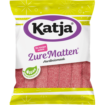 Katja Snoep en Zoetwaren Zure Matten Aardbeismaak 125g