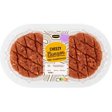 Jumbo Cheezy Burger Rund- en Varkensvlees 2 Stuks