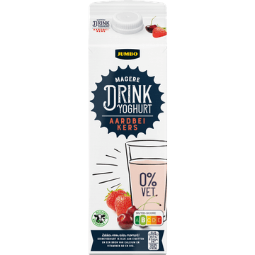Jumbo Drinkyoghurt Aardbei/Kers 0% Vet 1 L